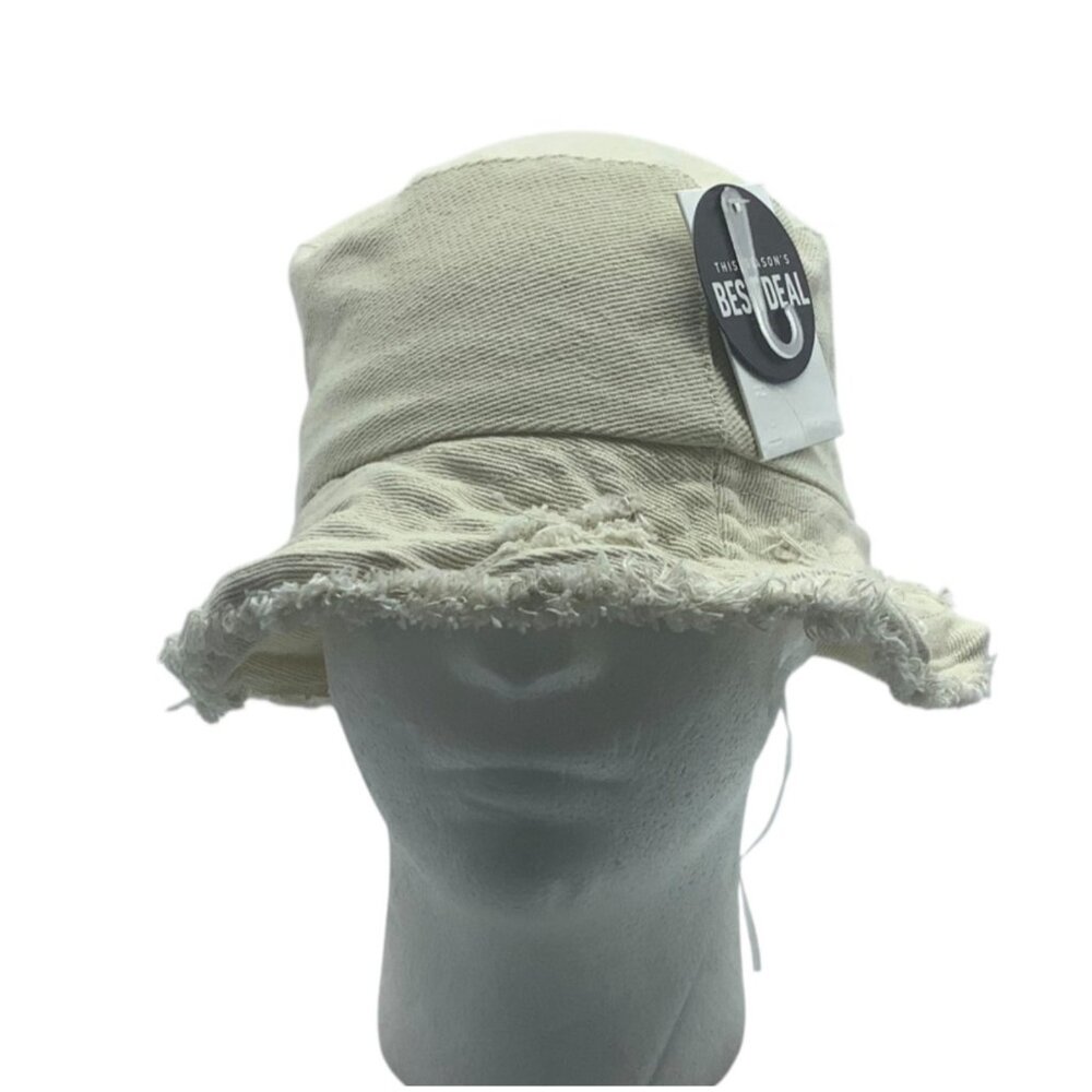 Forever 21 Frayed Edge Cotton Blend Bucket‎ Hat Khaki Lightweight NEW NWT OS
